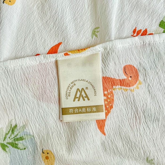 91家纺网 家纺一手货源 找家纺 优米家纺 2025新款ins小清新双层纱印花床单 恐龙乐园