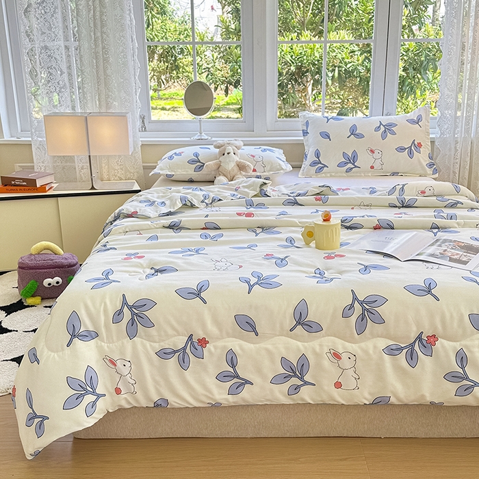 91家纺网 家纺一手货源 找家纺 友承家纺 2025新款A类母婴级大豆夏被夏凉被空调被 花园小兔