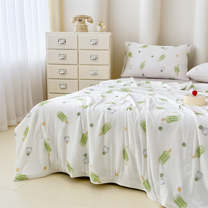 91家纺网 家纺一手货源 找家纺 （总）青螺家纺 2025新款凉感丝艾草抗菌驱蚊夏凉被空调被3D时尚数码花卉卡通被子（支持质检）