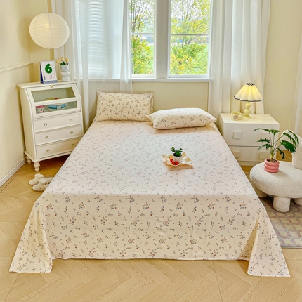 （总）优米家纺 2025新款ins小清新双层纱印花床单