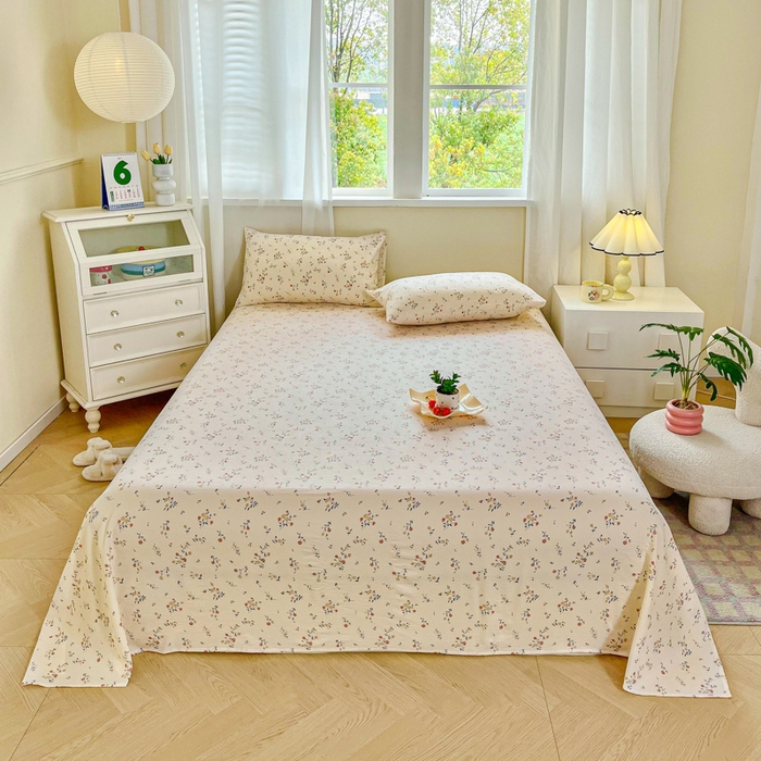 91家纺网 家纺一手货源 找家纺 （总）优米家纺 2025新款ins小清新双层纱印花床单