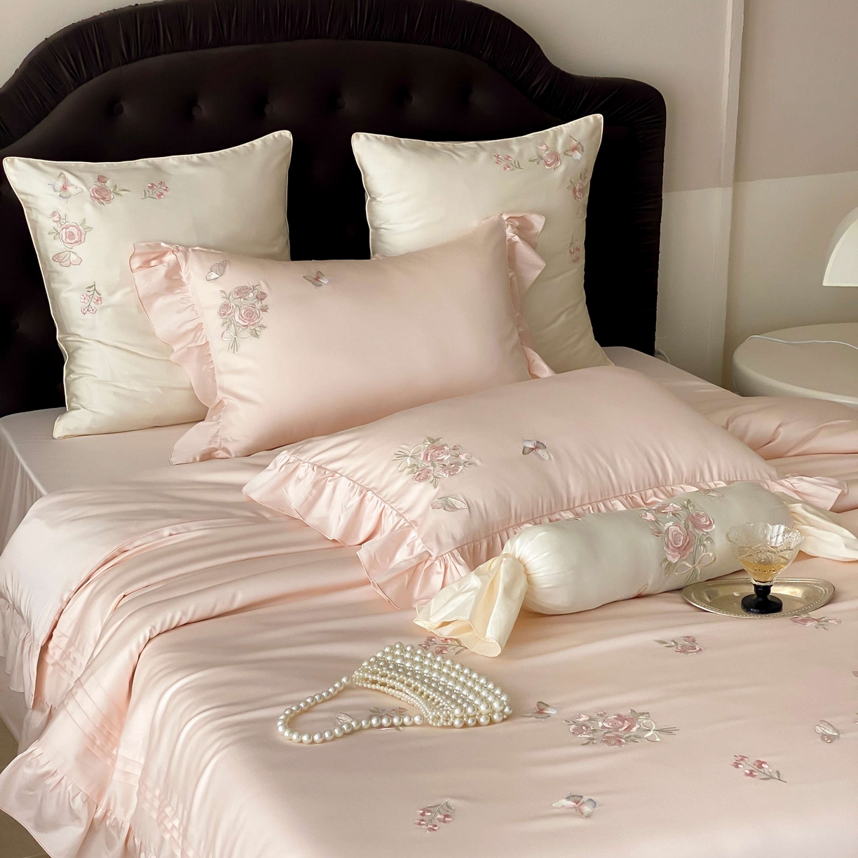 91家纺网 家纺一手货源 找家纺 MIU缪家居 2025新款100支超柔天丝棉四件套-花屿 花屿-粉