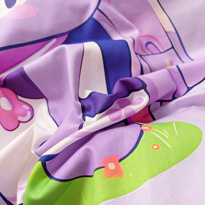 91家纺网 家纺一手货源 找家纺 梵赫 2025新款卡通全棉A类夹棉两用幼儿园儿童夏被被套 背包兔-紫