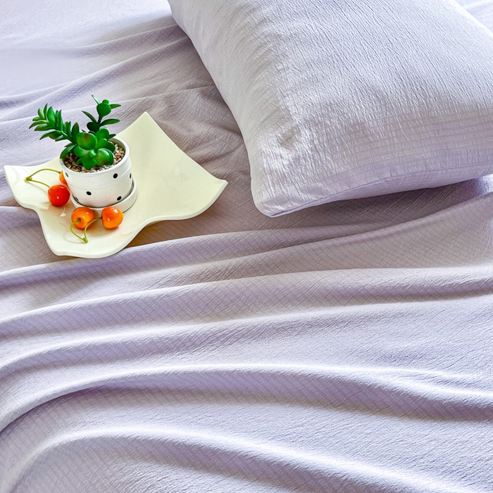 91家纺网 家纺一手货源 找家纺 优米家纺 2025新款ins小清新双层纱印花床单 梦幻紫