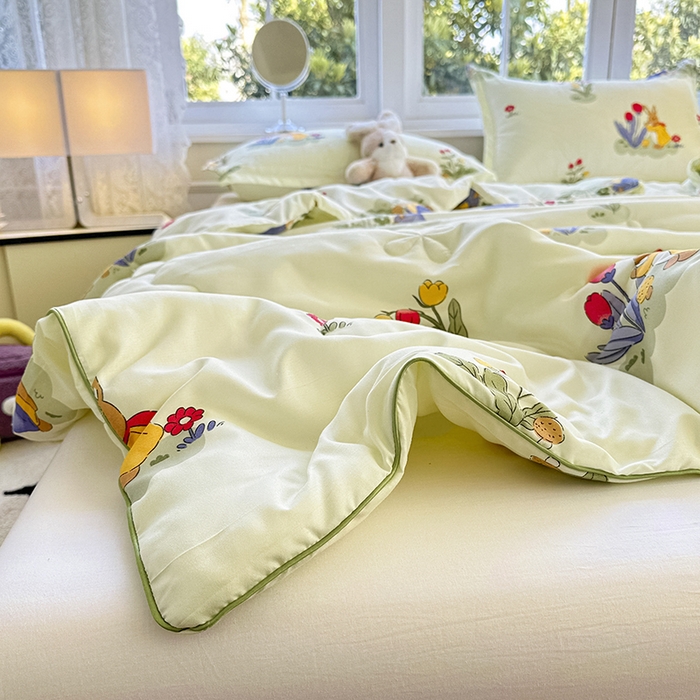 91家纺网 家纺一手货源 找家纺 友承家纺 2025新款A类母婴级大豆夏被夏凉被空调被 花丛兔