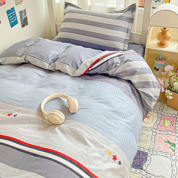 91家纺网 家纺一手货源 找家纺 卡普二店 2024新款爆款加厚卡通小清新全棉纯棉学生宿舍三件套床笠隔天可拿 沐光