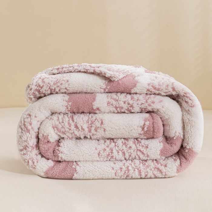 91家纺网 家纺一手货源 找家纺 潮邦 2025新款阳离子柔云毯毛毯-素影雅韵系列【可供跨境电商可压缩】 柔粉