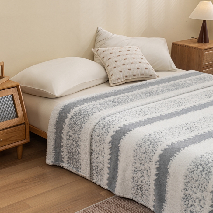 91家纺网 家纺一手货源 找家纺 潮邦 2025新款阳离子柔云毯毛毯-素影雅韵系列【可供跨境电商可压缩】 韵灰