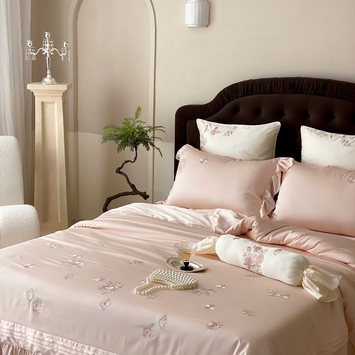 91家纺网 家纺一手货源 找家纺 MIU缪家居 2025新款100支超柔天丝棉四件套-花屿 花屿-粉