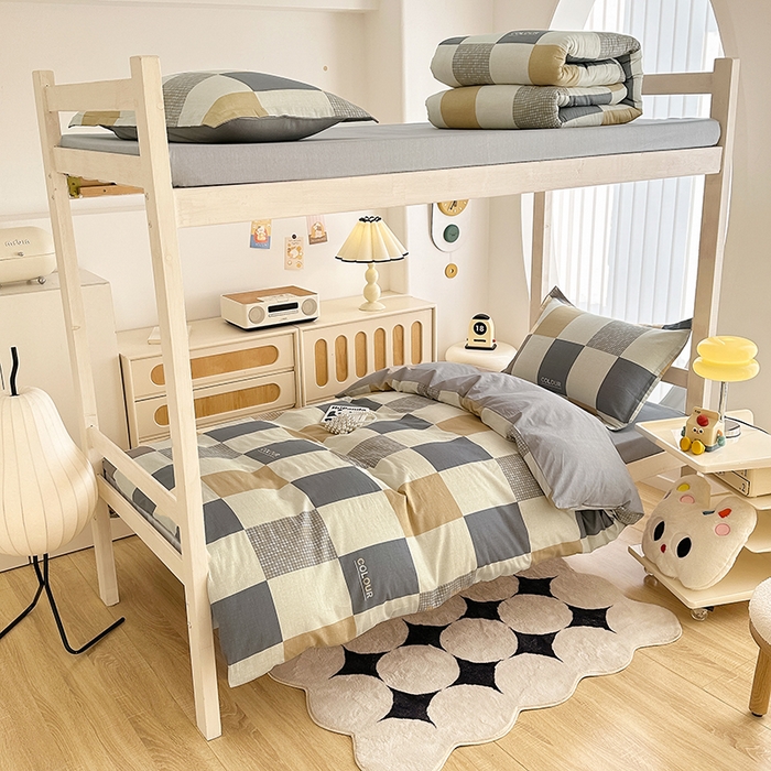 91家纺网 家纺一手货源 找家纺 卡普 2025新款爆款加厚卡通小清新全棉纯棉学生宿舍三件套床笠隔天可拿雅格