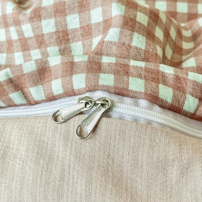 91家纺网 家纺一手货源 找家纺 优米家纺 2025新款色织双层纱木棉四件套 奶咖小格