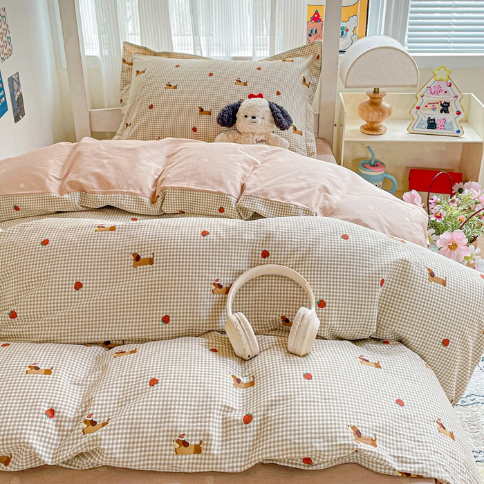 91家纺网 家纺一手货源 找家纺 卡普二店 2024新款爆款加厚卡通小清新全棉纯棉学生宿舍三件套床笠隔天可拿 快乐追梦