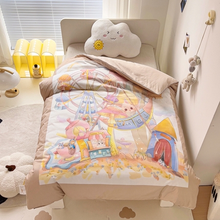 91家纺网 家纺一手货源 找家纺 （总）梵赫 2025新款卡通全棉A类夹棉两用幼儿园儿童夏被被套