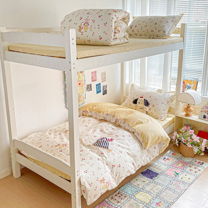 91家纺网 家纺一手货源 找家纺 卡普二店 2024新款爆款加厚卡通小清新全棉纯棉学生宿舍三件套床笠隔天可拿 花季少女