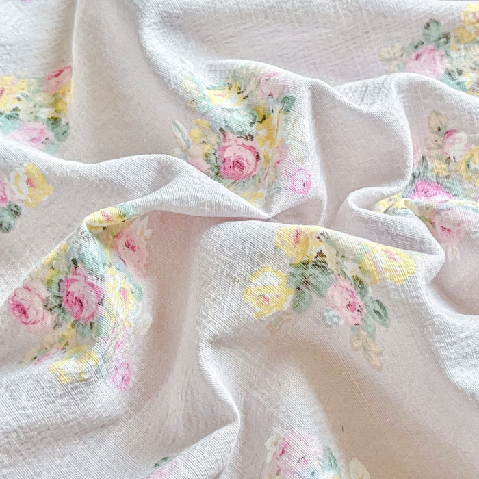 91家纺网 家纺一手货源 找家纺 优米家纺 2025新款ins小清新双层纱印花床单 罗曼花园