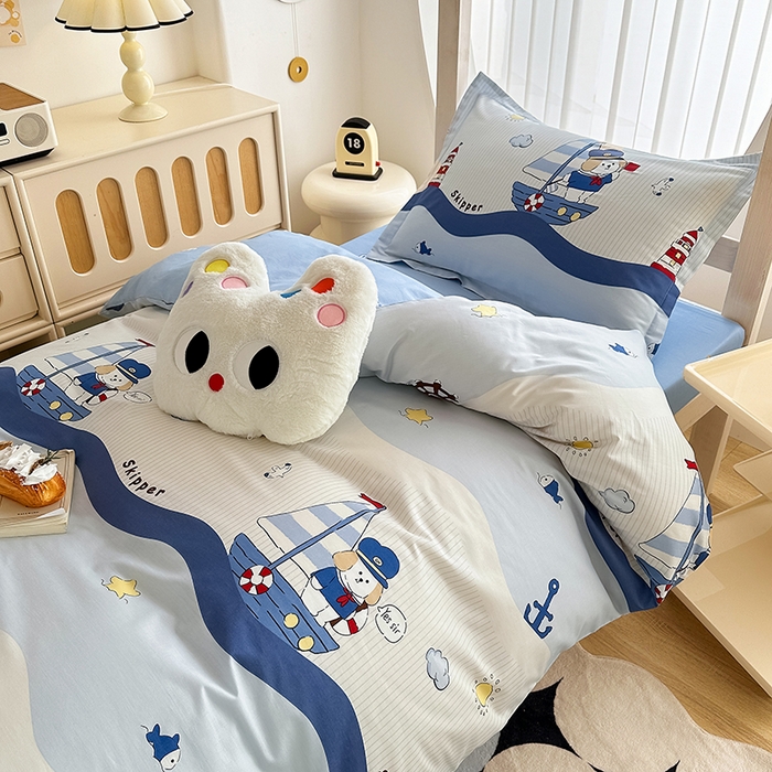 91家纺网 家纺一手货源 找家纺 卡普 2025新款爆款加厚卡通小清新全棉纯棉学生宿舍三件套床笠隔天可拿星夜号