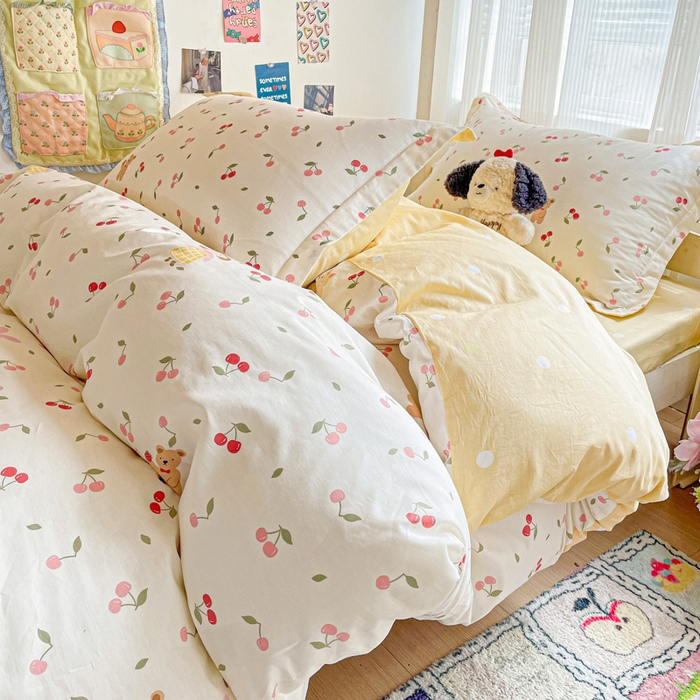 91家纺网 家纺一手货源 找家纺 卡普二店 2024新款爆款加厚卡通小清新全棉纯棉学生宿舍三件套床笠隔天可拿 花季少女