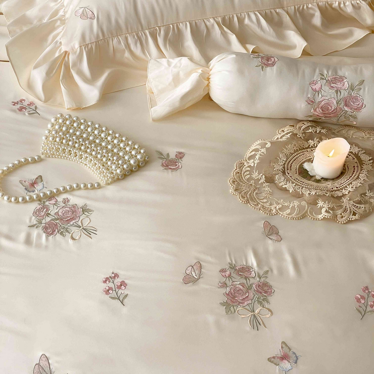 91家纺网 家纺一手货源 找家纺 MIU缪家居 2025新款100支超柔天丝棉四件套-花屿 花屿-白