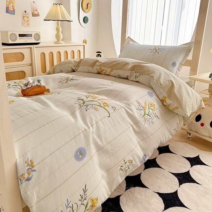 91家纺网 家纺一手货源 找家纺 卡普 2025新款爆款加厚卡通小清新全棉纯棉学生宿舍三件套床笠隔天可拿穗满满