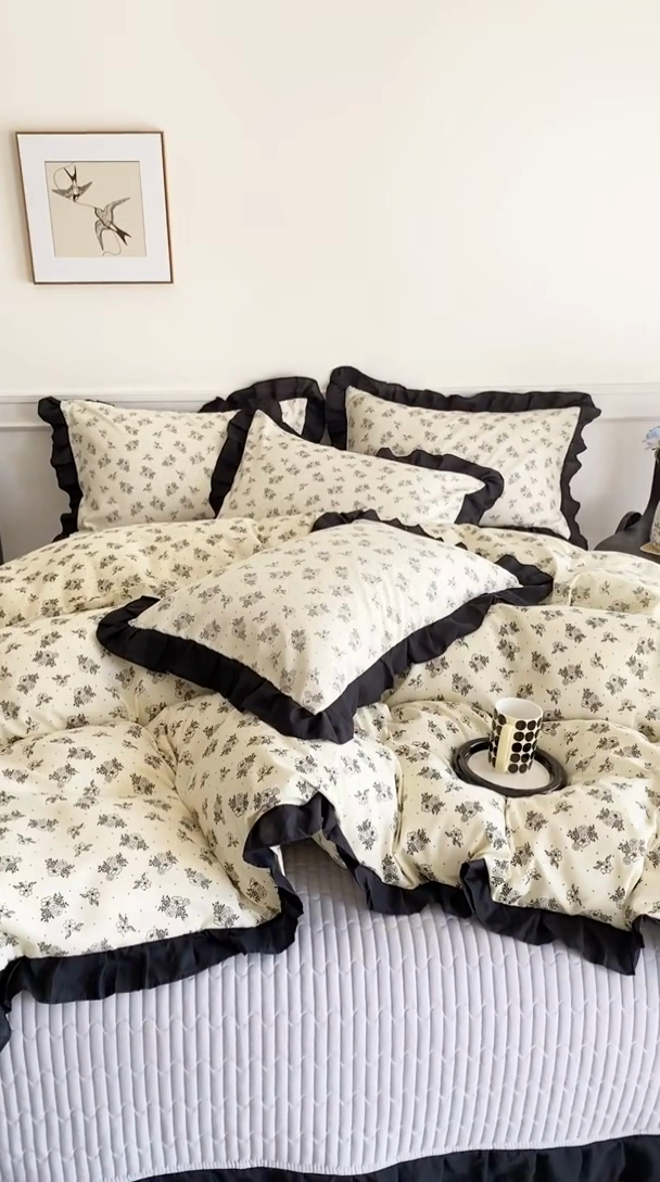 91家纺网 家纺一手货源 找家纺 （总）乐沐家纺 2025新款法式花边夹棉床盖四件套