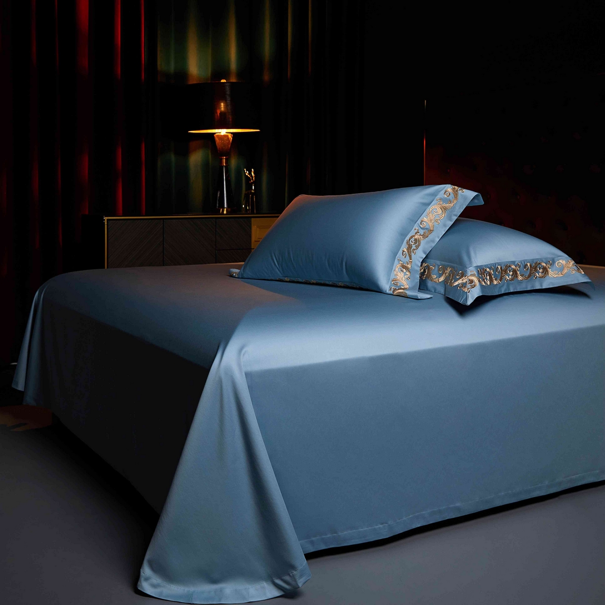 91家纺网 家纺一手货源 找家纺 缔缦 2025新款高端定织面料S140长绒棉精梳棉重磅刺绣四件套罗莎系列 罗莎 兰