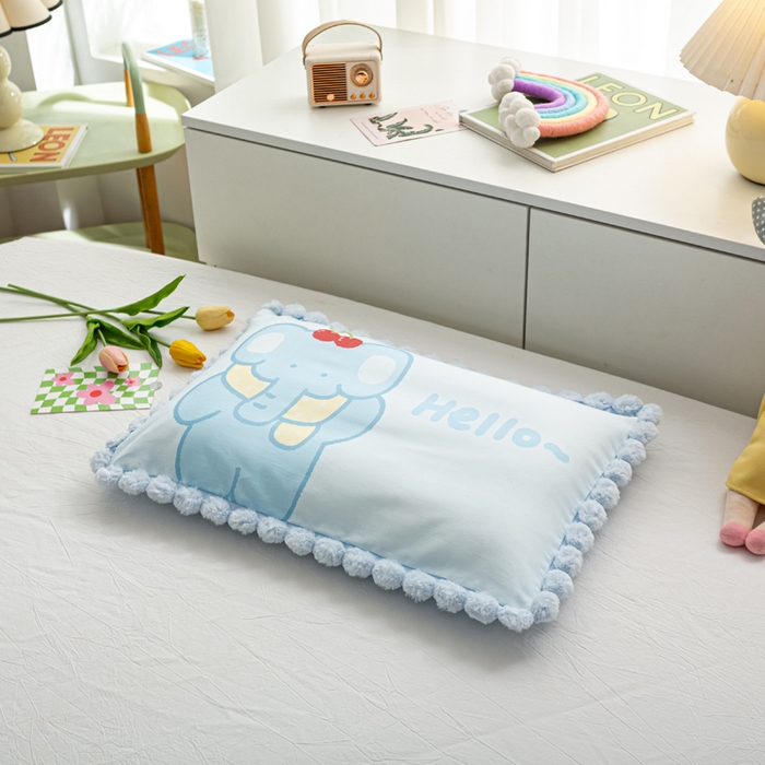 91家纺网 家纺一手货源 找家纺 萌番宝 2025新款100支云柔全棉磨毛儿童枕套卡通单件单枕套 长鼻象