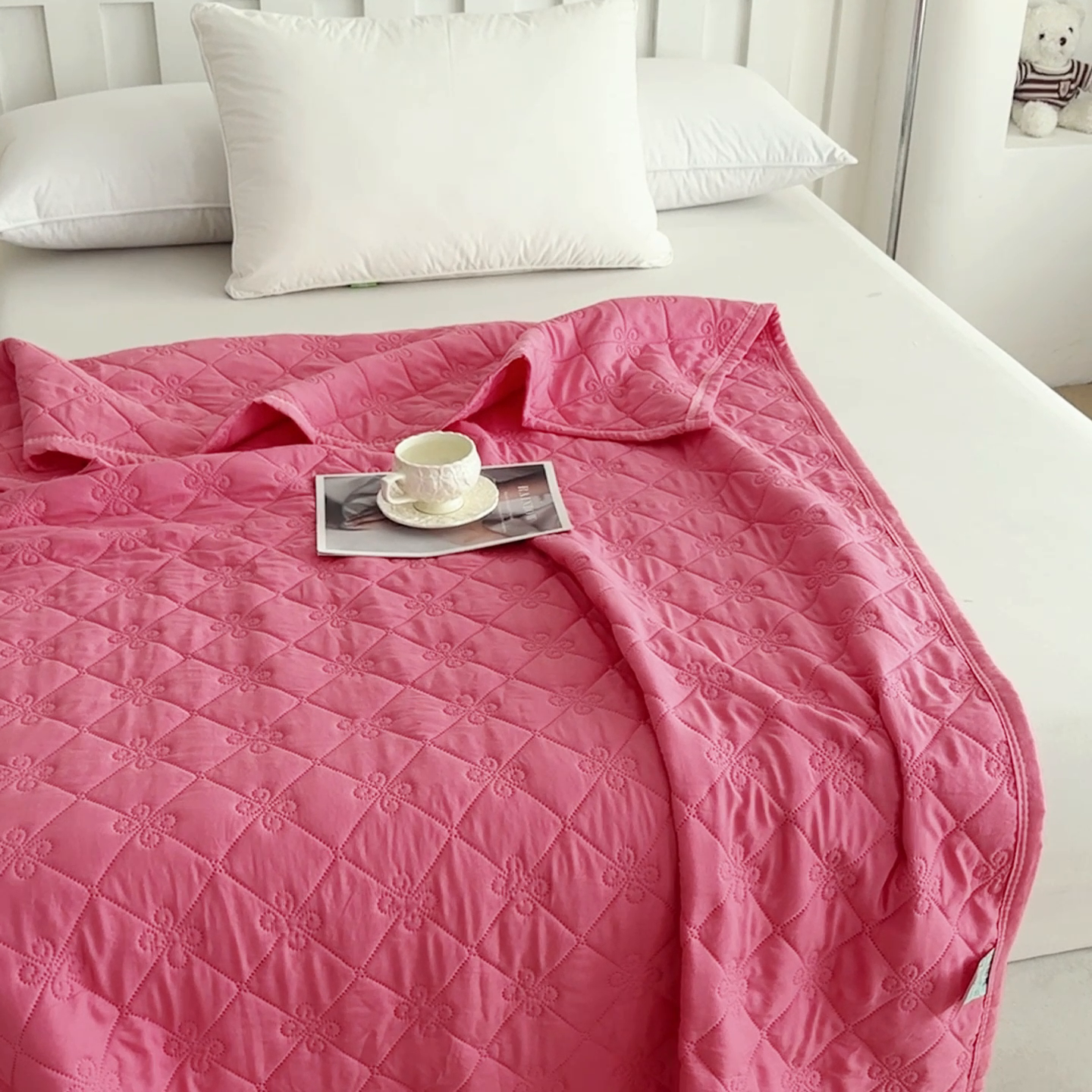 91家纺网 家纺一手货源 找家纺 2025新款亲肤舒适水洗棉夏被 水洗棉-红