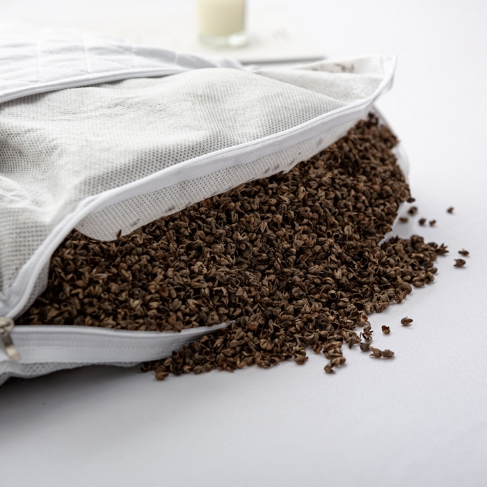 91家纺网 家纺一手货源 找家纺 （总）萌番宝 2025新款简约纯色全棉纯棉全荞麦枕表面多道绗缝内胆可脱卸枕头枕芯