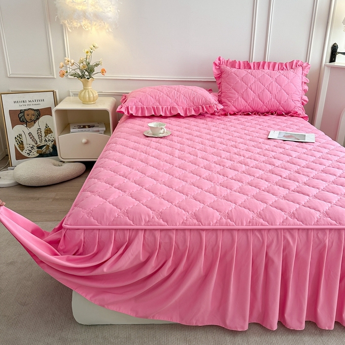 91家纺网 家纺一手货源 找家纺 怡源梦 2025新款蝴蝶飞飞系列 A类全包夹棉床头罩 粉色