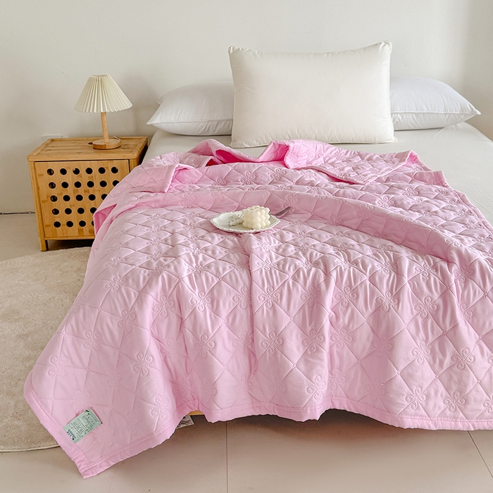 91家纺网 家纺一手货源 找家纺 2025新款亲肤舒适水洗棉夏被 水洗棉-粉