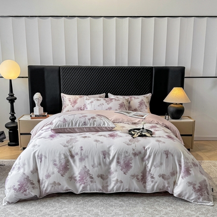 91家纺网 家纺一手货源 找家纺 （总）洺兰家居 2025春夏新款100支莱赛尔天丝贡缎数码印花麻绳款四件套高端礼盒