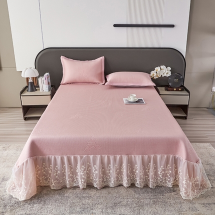正欣·被子·床垫 2025新款冰豆豆凉席-床裙款 粉色