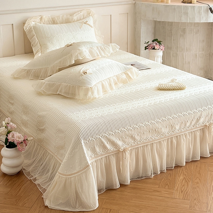 91家纺网 家纺一手货源 找家纺 （总）蓝邻家纺 2025年新款PE提花海岛皱花边织带款凉席系列