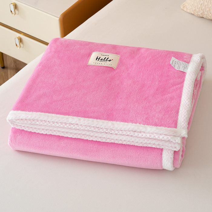 91家纺网 家纺一手货源 找家纺 好多家纺 2025新款亲肤纯色包边盖毯毯子 粉红