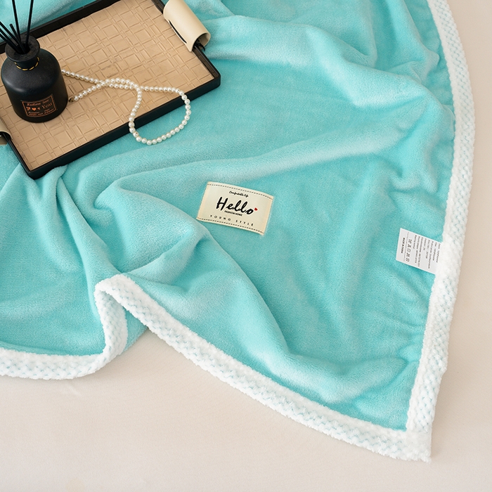 91家纺网 家纺一手货源 找家纺 好多家纺 2025新款亲肤纯色包边盖毯毯子 浅绿