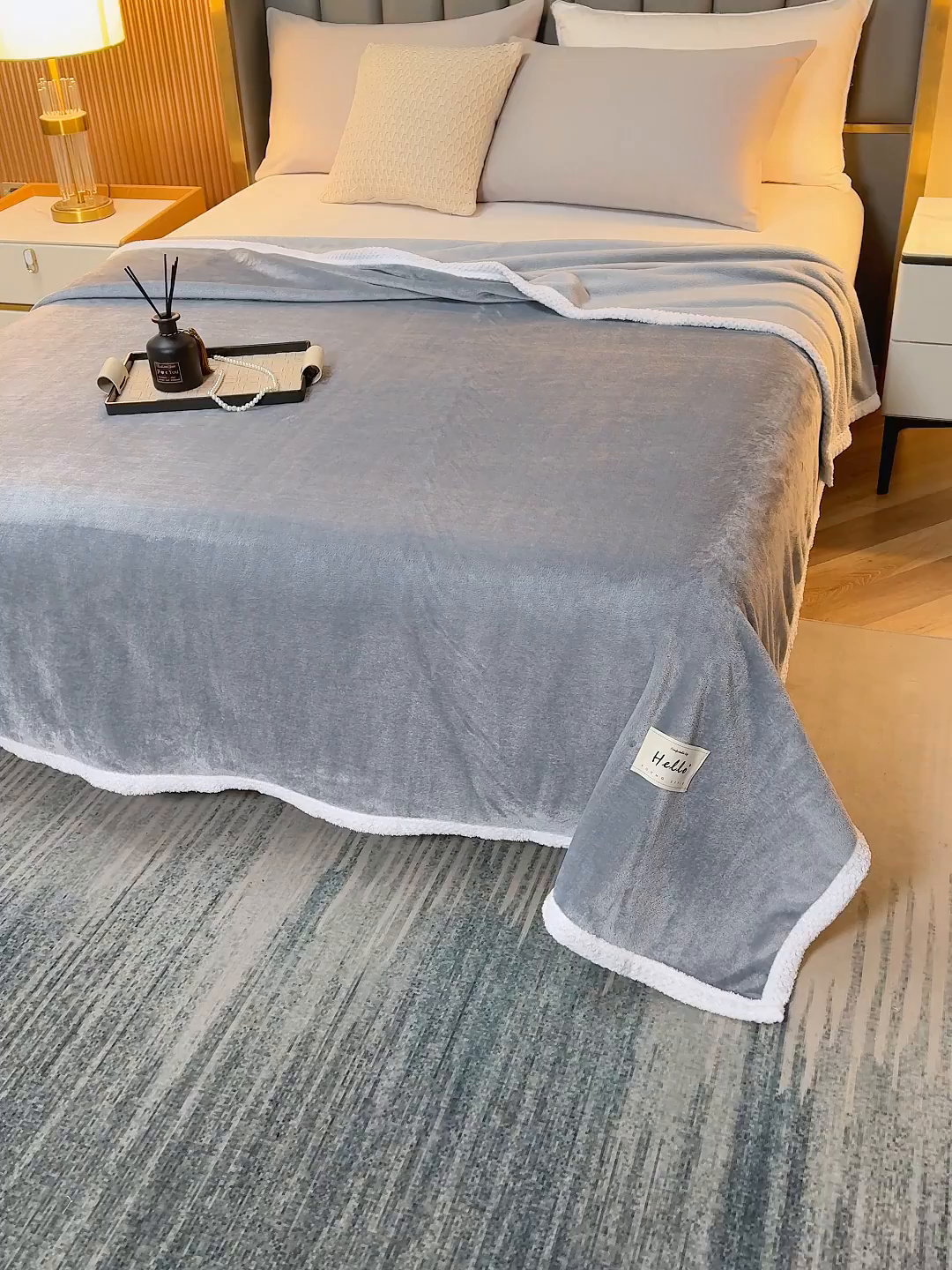91家纺网 家纺一手货源 找家纺 好多家纺 2025新款亲肤纯色包边盖毯毯子 浅灰