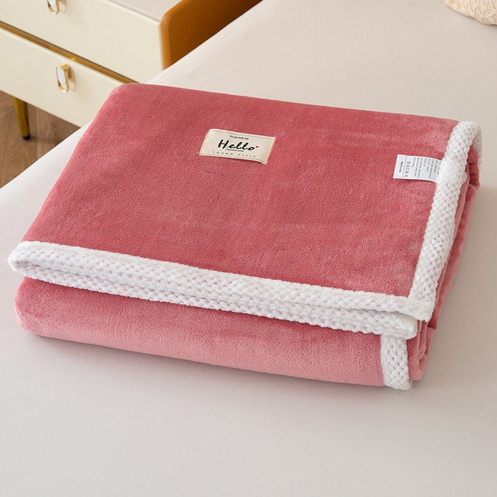 91家纺网 家纺一手货源 找家纺 好多家纺 2025新款亲肤纯色包边盖毯毯子 豆沙红