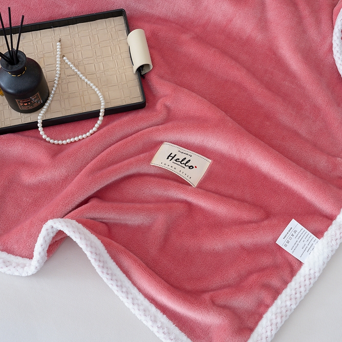 91家纺网 家纺一手货源 找家纺 好多家纺 2025新款亲肤纯色包边盖毯毯子 豆沙红