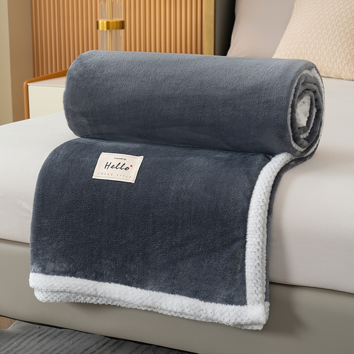 91家纺网 家纺一手货源 找家纺 好多家纺 2025新款亲肤纯色包边盖毯毯子 深灰