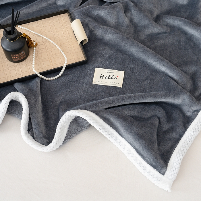 91家纺网 家纺一手货源 找家纺 好多家纺 2025新款亲肤纯色包边盖毯毯子 深灰