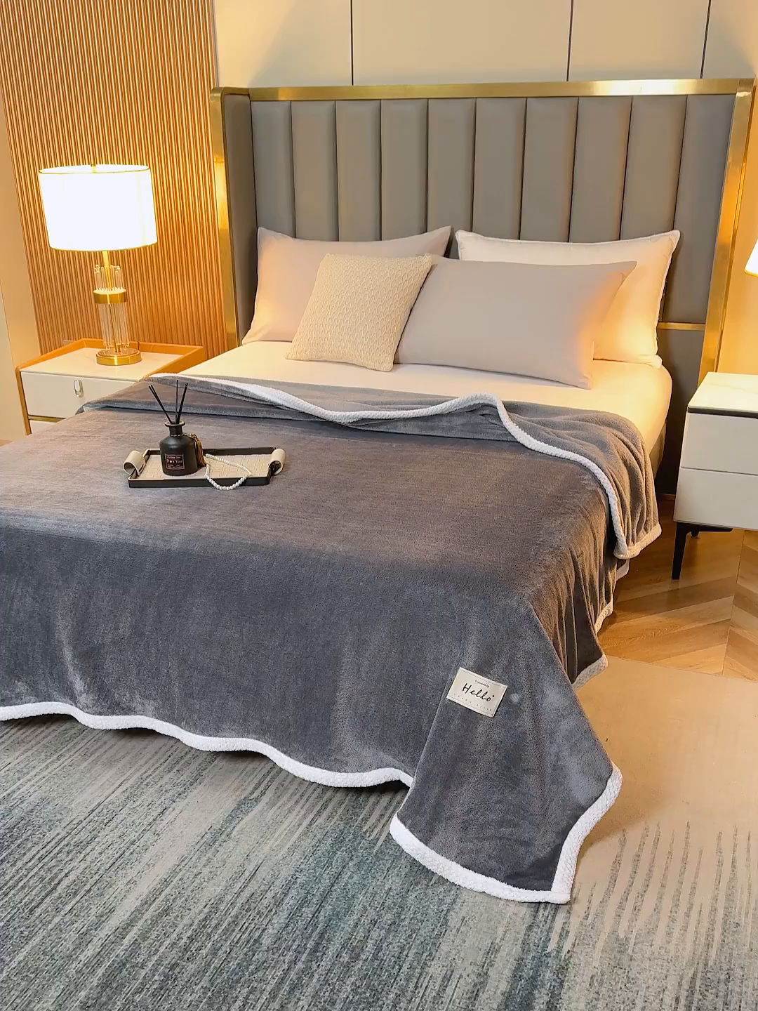 91家纺网 家纺一手货源 找家纺 好多家纺 2025新款亲肤纯色包边盖毯毯子 深灰