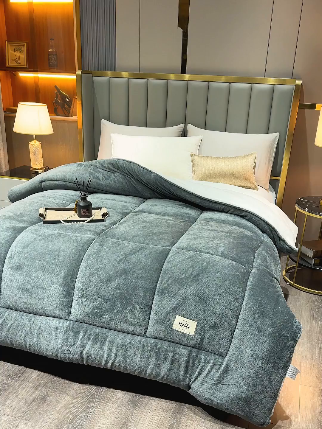 91家纺网 家纺一手货源 找家纺 好多家纺 2025春夏新款跨境电商爆款秋冬新款牛奶绒羊羔绒保暖加厚冬被牛奶绒被子被芯 绅士灰