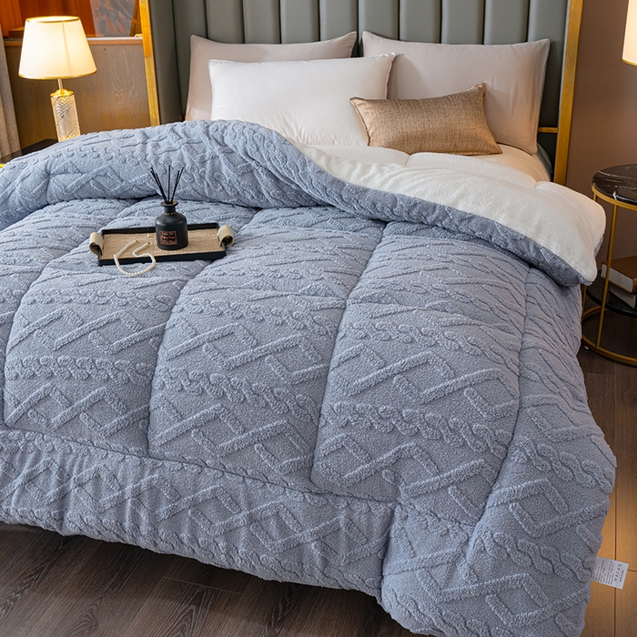 91家纺网 家纺一手货源 找家纺 好多家纺 2025春夏新款塔芙绒北极绒加厚冬被子被芯 灰色