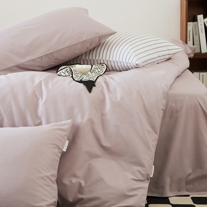 91家纺网 家纺一手货源 找家纺 EH家居 2025新款春夏40支全棉斜纹四件套-半糖主义系列 半糖-粉紫