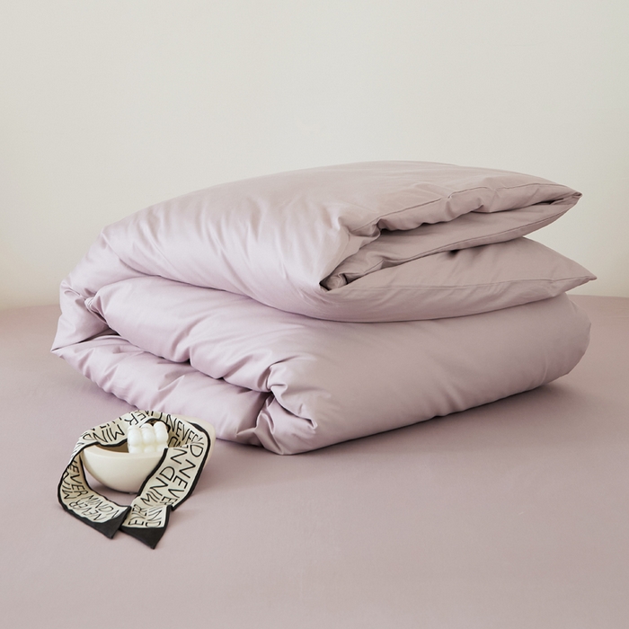 91家纺网 家纺一手货源 找家纺 EH家居 2025新款春夏40支全棉斜纹四件套-半糖主义系列 半糖-粉紫