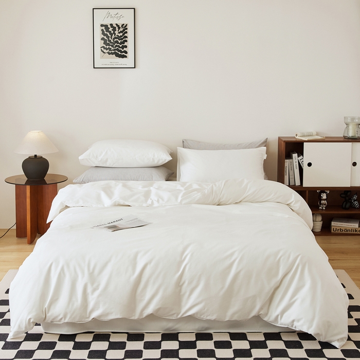 EH家居 2025新款春夏40支全棉斜纹四件套-半糖主义系列 半糖-纯白