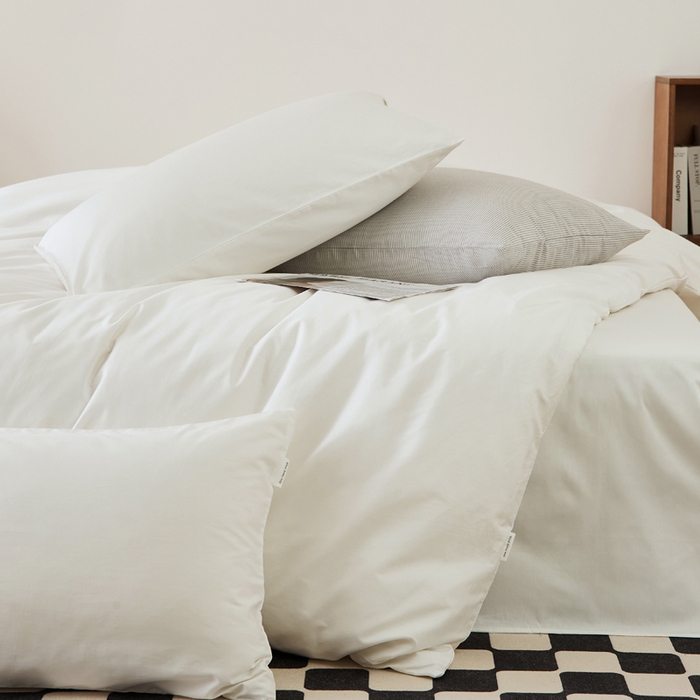 91家纺网 家纺一手货源 找家纺 EH家居 2025新款春夏40支全棉斜纹四件套-半糖主义系列 半糖-纯白