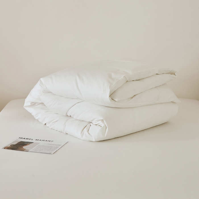 91家纺网 家纺一手货源 找家纺 EH家居 2025新款春夏40支全棉斜纹四件套-半糖主义系列 半糖-纯白