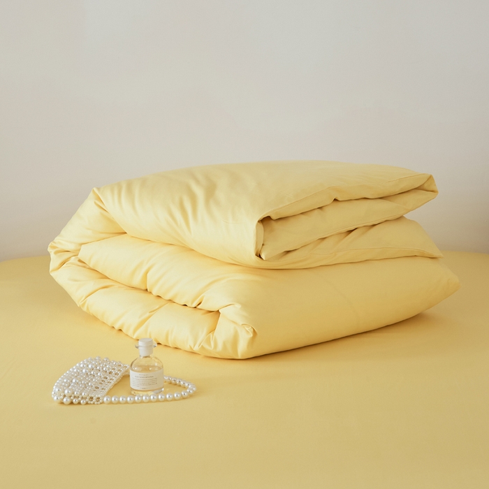 91家纺网 家纺一手货源 找家纺 EH家居 2025新款春夏40支全棉斜纹四件套-半糖主义系列 半糖-芒果黄