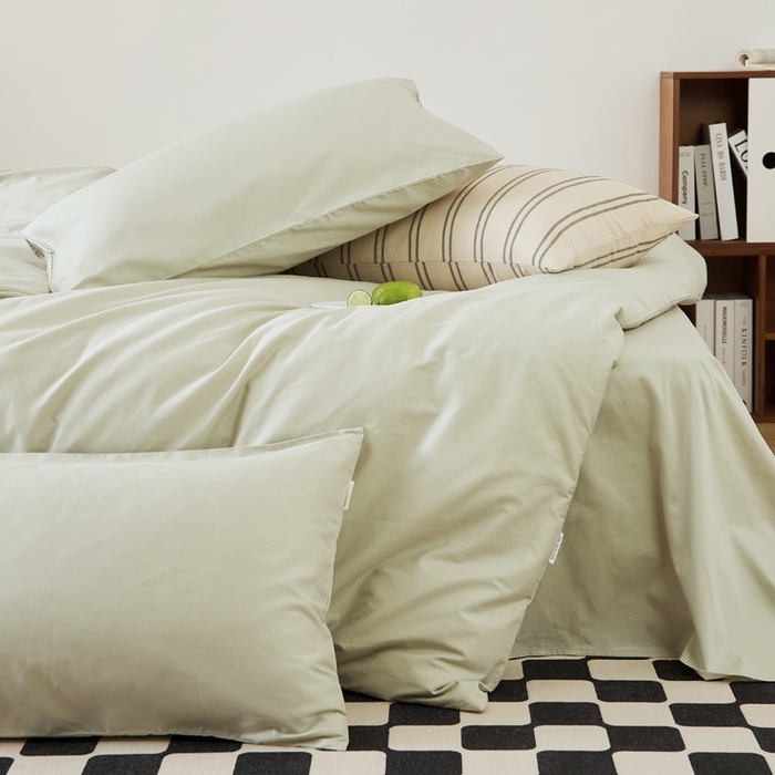 91家纺网 家纺一手货源 找家纺 EH家居 2025新款春夏40支全棉斜纹四件套-半糖主义系列 半糖-浅草色